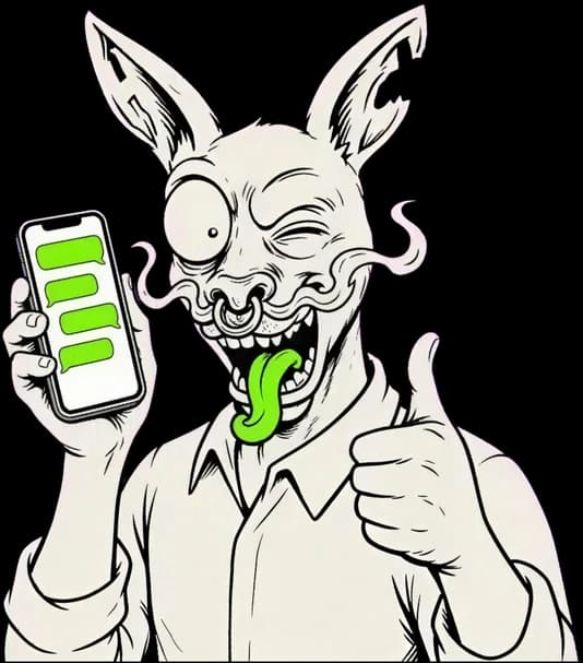 KANG holding his phone, thumbs up
