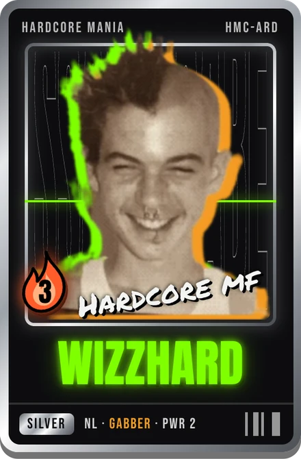 The card of @wizzhard: his photo, his name, Silver, Gabber, power 2
